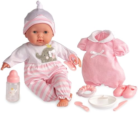 BABY DOLL WITH OPEN CLOSE EYES 10-PIECE GIFT SET - JC TOYS PINK