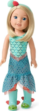 MATTEL AMERICAN GIRL WELLIEWISHERS CAMILLE 14.5 DOLL WITH BLUE LEOTARD, MERMAID SKIRT BOOTS