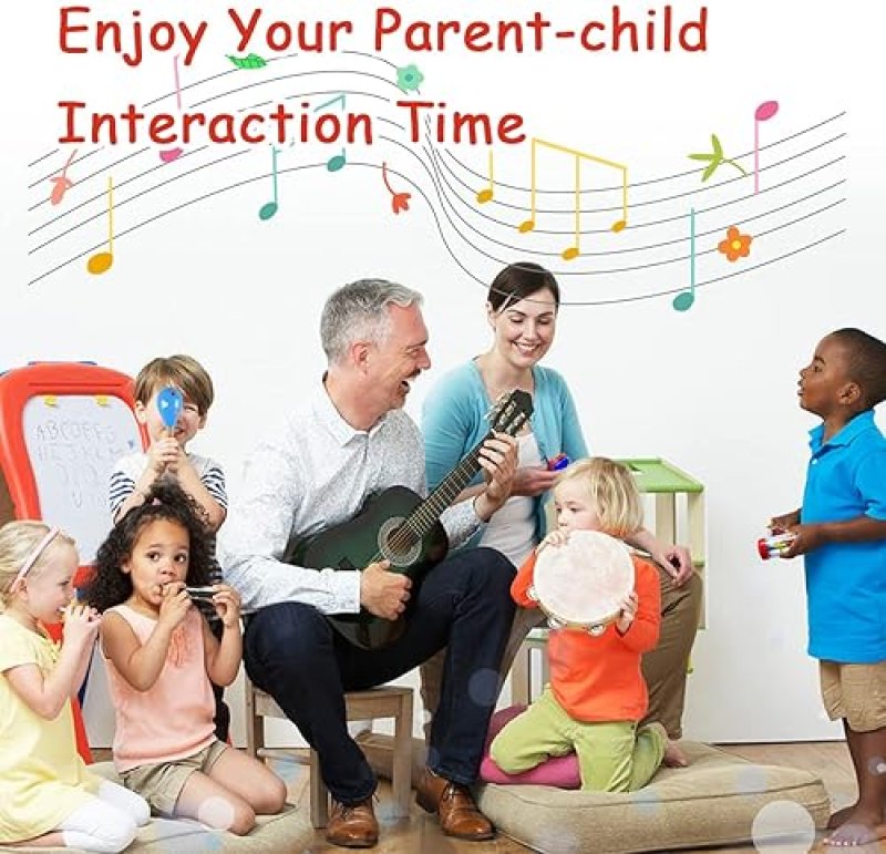 LOOIKOOS TODDLER WOODEN MUSICAL INSTRUMENTS SET EDUCATIONAL PERCUSSION TOYS WITH STORAGE BAG
