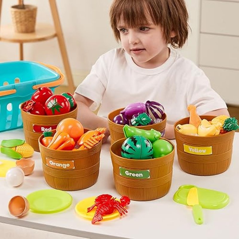 JOYIN TODDLER PLAY FOOD SET - CUTTING SORTING KITCHEN TOYS FOR PRESCHOOL KIDS DAYCARE