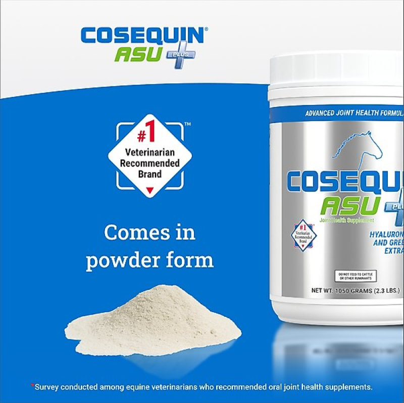 NUTRAMAX COSEQUIN ASU PLUS HYALURONIC ACID & GREEN TEA EXTRACT JOINT HEALTH POWDER HORSE SUPPLEMENT, 1050-G