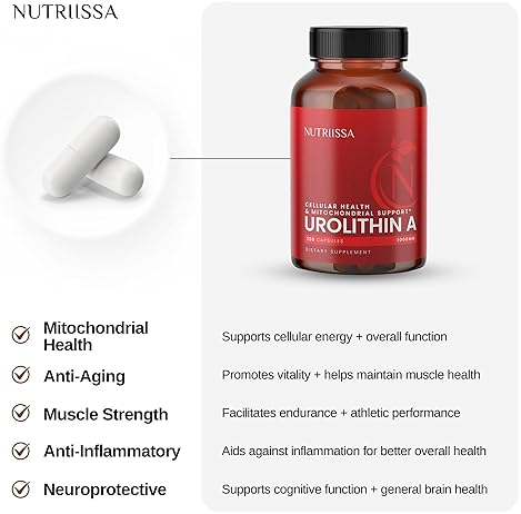 NUTRIISSA UROLITHIN A 1000MG CAPSULES MUSCLE STRENGTH CELLULAR REJUVENATION, VEGAN, 120CT
