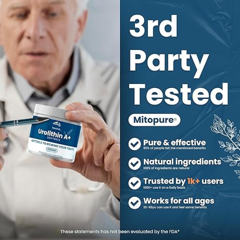 UROLITHIN A SOFTGELS MITOPURE A MITOCHONDRIAL ANTI-AGING SUPPLEMENT FOR MEN WOMEN
