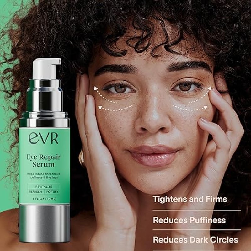 EVR BEAUTY CAFFEINE EYE CREAM FOR DARK CIRCLES, PUFFINESS WRINKLES FRAGRANCE-FREE, ANTI-AGING, 1 OZ
