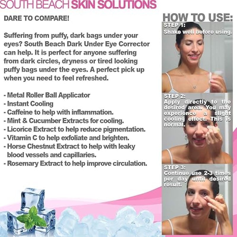 SOUTH BEACH DARK UNDER EYE CORRECTOR NATURAL ANTI-AGING CREAM FOR DARK CIRCLES PUFFINESS