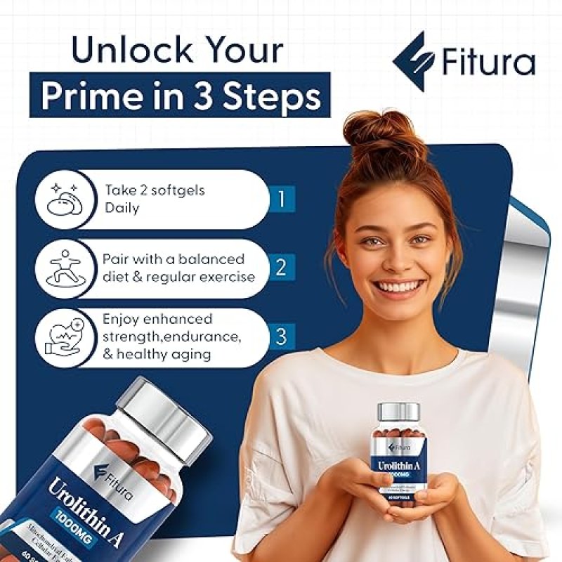 FITURA UROLITHIN A 1000MG SOFTGELS - BOOST MUSCLE STRENGTH, CELLULAR ENERGY MITOCHONDRIAL HEALTH
