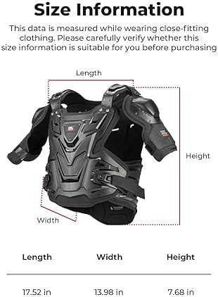 KEMIMOTO MENS MOTORCYCLE CHEST PROTECTOR - DIRT BIKE PROTECTIVE GEAR FOR OUTDOOR RIDING
