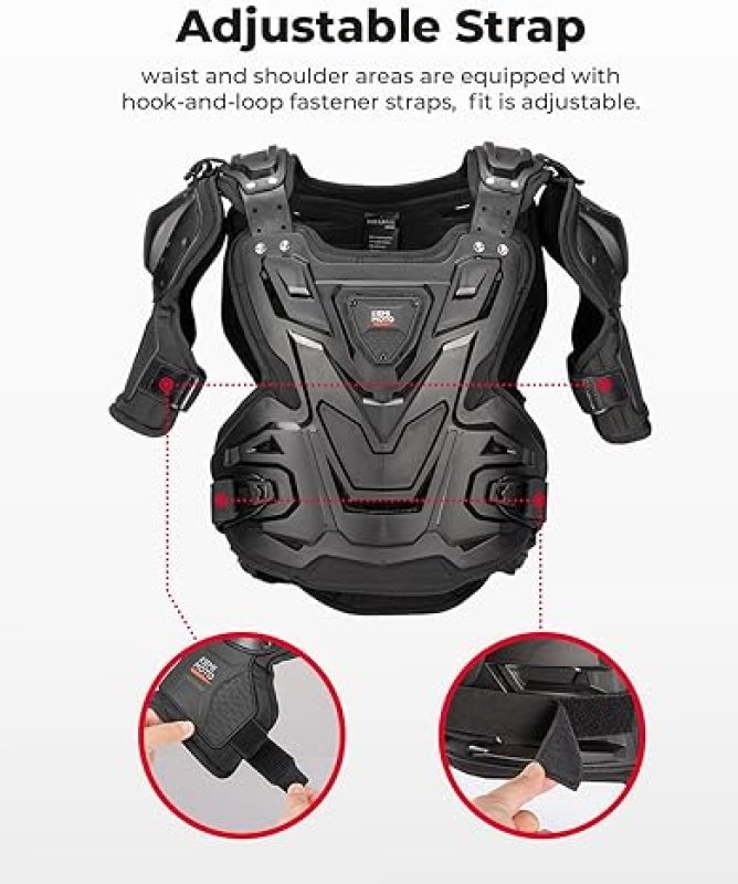KEMIMOTO MENS MOTORCYCLE CHEST PROTECTOR - DIRT BIKE PROTECTIVE GEAR FOR OUTDOOR RIDING
