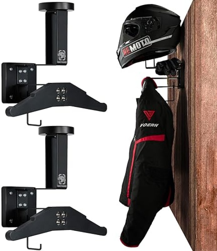 ONETIGRIS MOTORCYCLE HELMET WALL MOUNT TACTICAL GEAR HOLDER - SOLID WOOD RACK ORGANIZER