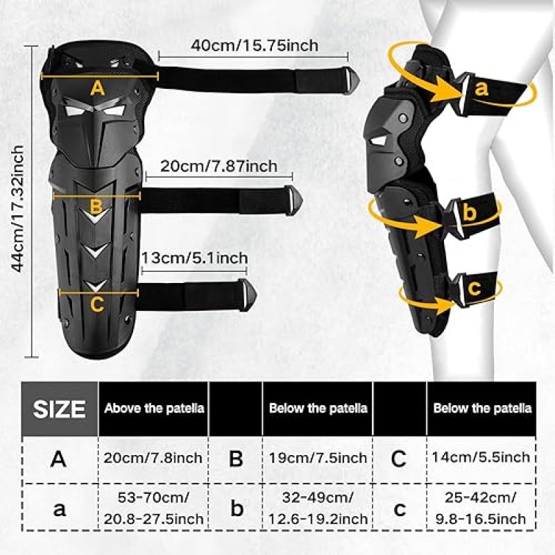 GUTE ADJUSTABLE KNEE PADS WITH LONG LEG SLEEVE, NONSLIP CRASHPROOF SHIN GUARDS FOR MTB MOTORCYCLE 1