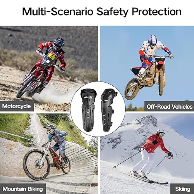 GUTE ADJUSTABLE KNEE PADS WITH LONG LEG SLEEVE, NONSLIP CRASHPROOF SHIN GUARDS FOR MTB MOTORCYCLE 1