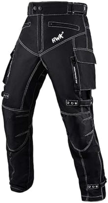 HWK MENS DUAL SPORT MOTORCYCLE PANTS WATER RESISTANT CORDURA WITH IMPACT PROTECTION ARMOR