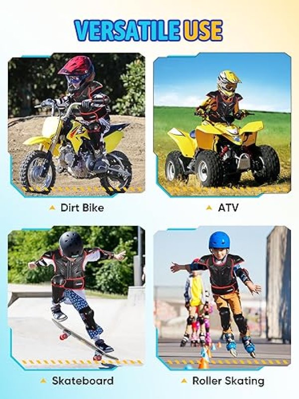JUSTDOLIFE KIDS DIRT BIKE GEAR 5PCS MOTOCROSS ARMOR SET WITH CHEST, ELBOW KNEE PADS