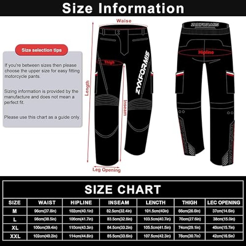 ZYXFORMIS MEN S WATERPROOF WINDPROOF MOTORCYCLE RIDING PANTS WITH REMOVABLE ARMOR ALL SEASON WHITE