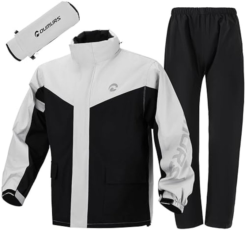 OUMURS MOTORPARTS WATERPROOF MOTORCYCLE RAIN SUIT FOR MEN WOMEN JACKET PANTS FOR RIDING, FISHING CAMPING