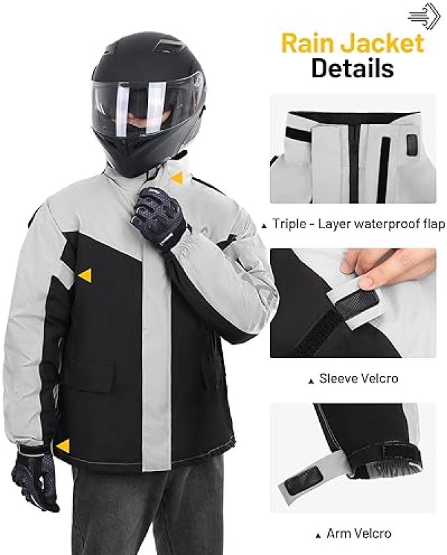 OUMURS MOTORPARTS WATERPROOF MOTORCYCLE RAIN SUIT FOR MEN WOMEN JACKET PANTS FOR RIDING, FISHING CAMPING
