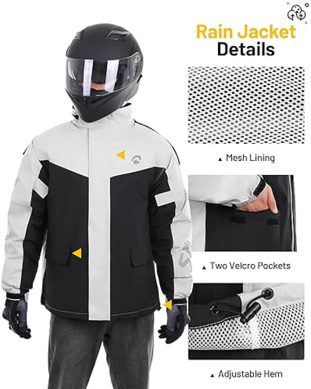 OUMURS MOTORPARTS WATERPROOF MOTORCYCLE RAIN SUIT FOR MEN WOMEN JACKET PANTS FOR RIDING, FISHING CAMPING