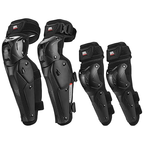 KEMIMOTO 4-PIECE MOTORCYCLE KNEE ELBOW PADS PROTECTIVE GEAR FOR MOTOCROSS RACING DIRT BIKE