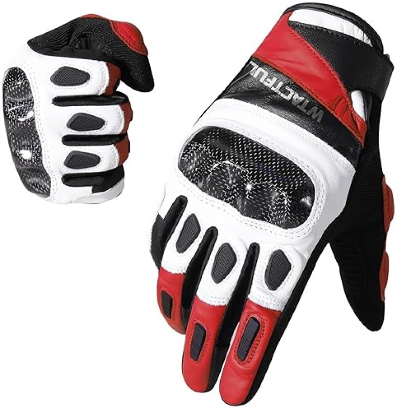 WTACTFUL GOATSKIN LEATHER MOTORCYCLE GLOVES WITH CARBON KNUCKLES FOR SUPERIOR PROTECTION