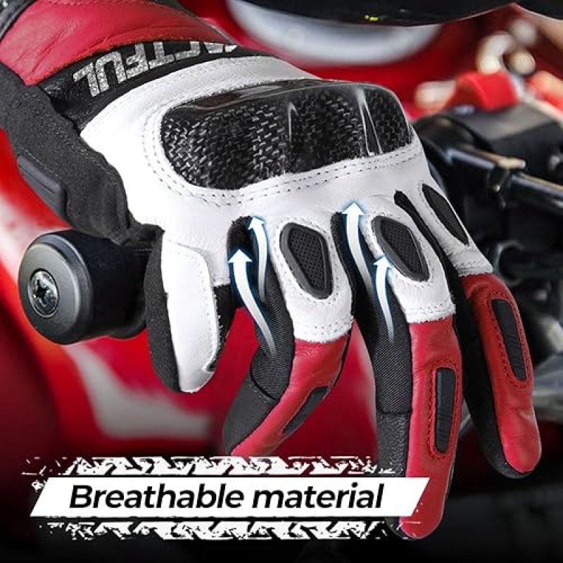 WTACTFUL GOATSKIN LEATHER MOTORCYCLE GLOVES WITH CARBON KNUCKLES FOR SUPERIOR PROTECTION