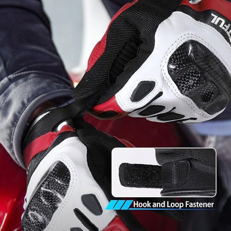 WTACTFUL GOATSKIN LEATHER MOTORCYCLE GLOVES WITH CARBON KNUCKLES FOR SUPERIOR PROTECTION