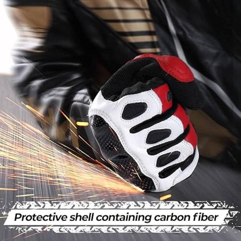 WTACTFUL GOATSKIN LEATHER MOTORCYCLE GLOVES WITH CARBON KNUCKLES FOR SUPERIOR PROTECTION
