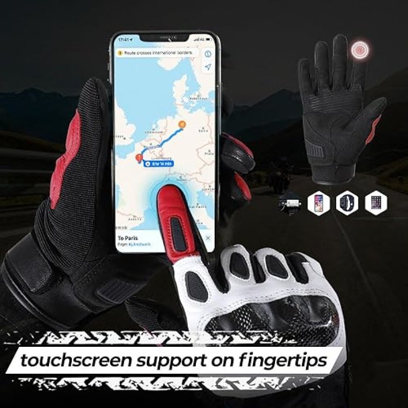 WTACTFUL GOATSKIN LEATHER MOTORCYCLE GLOVES WITH CARBON KNUCKLES FOR SUPERIOR PROTECTION