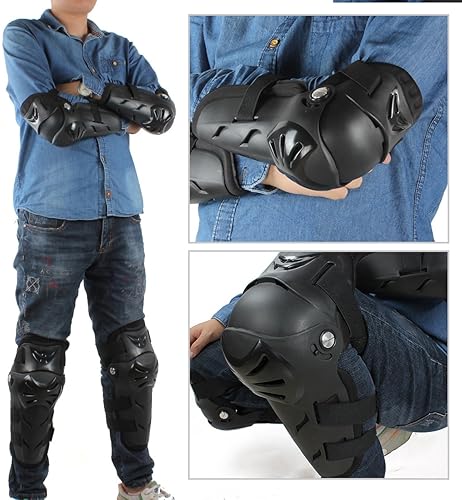 GES 4PCS ADJUSTABLE MOTORCYCLE KNEE ELBOW PADS PROTECTOR FOR ADULT CYCLING RACING ARMOR