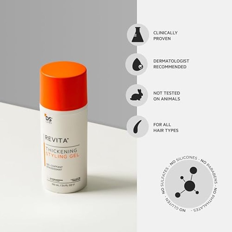 REVITA HAIR GEL FOR MEN MEDIUM HOLD, VOLUMIZING THICKENING, 3.4 FL OZ