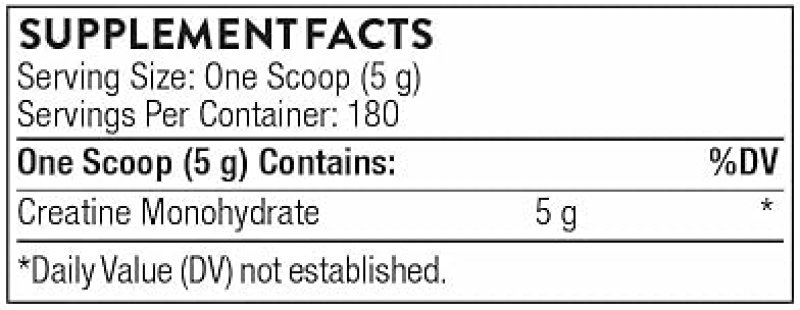 THORNE MICRONIZED CREATINE MONOHYDRATE POWDER 5G, 180 SERVINGS, UNFLAVORED, NSF CERTIFIED