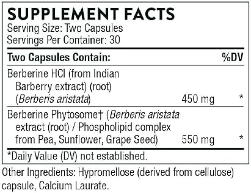 THORNE BERBERINE DUAL ACTION WITH PHYTOSOME HEART, IMMUNITY CHOLESTEROL SUPPORT 60 CAPS