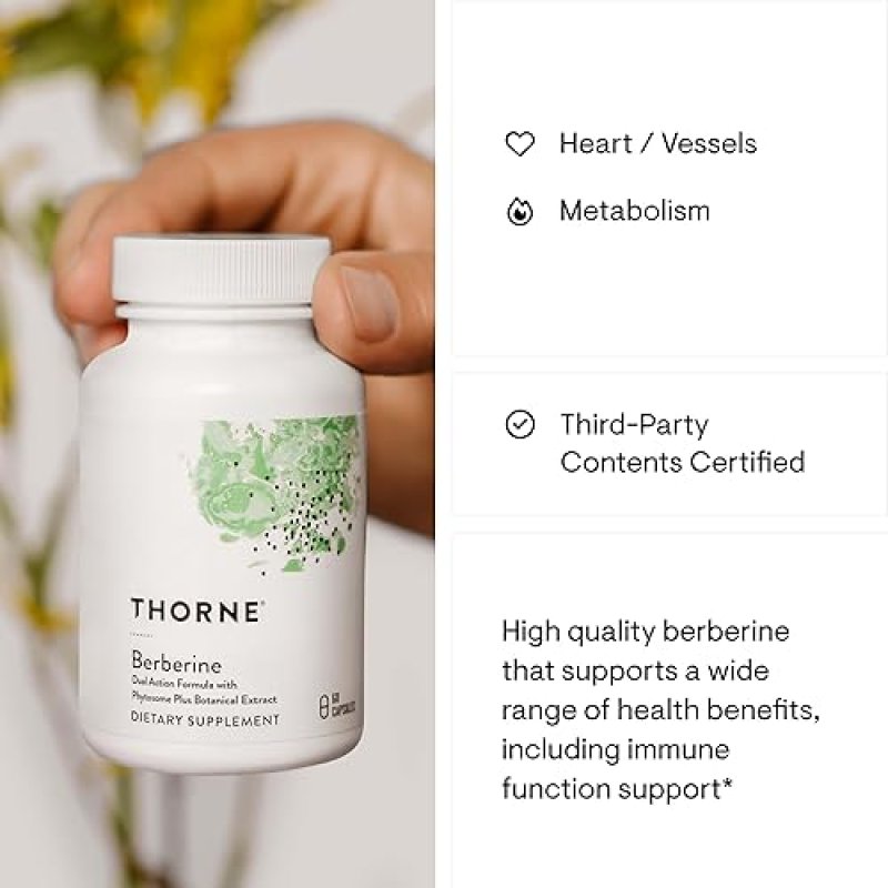 THORNE BERBERINE DUAL ACTION WITH PHYTOSOME HEART, IMMUNITY CHOLESTEROL SUPPORT 60 CAPS