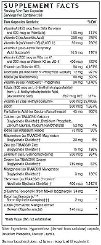 THORNE BASIC NUTRIENTS 2 DAY MULTIVITAMIN GLUTEN, DAIRY SOY-FREE 60 CAPSULES