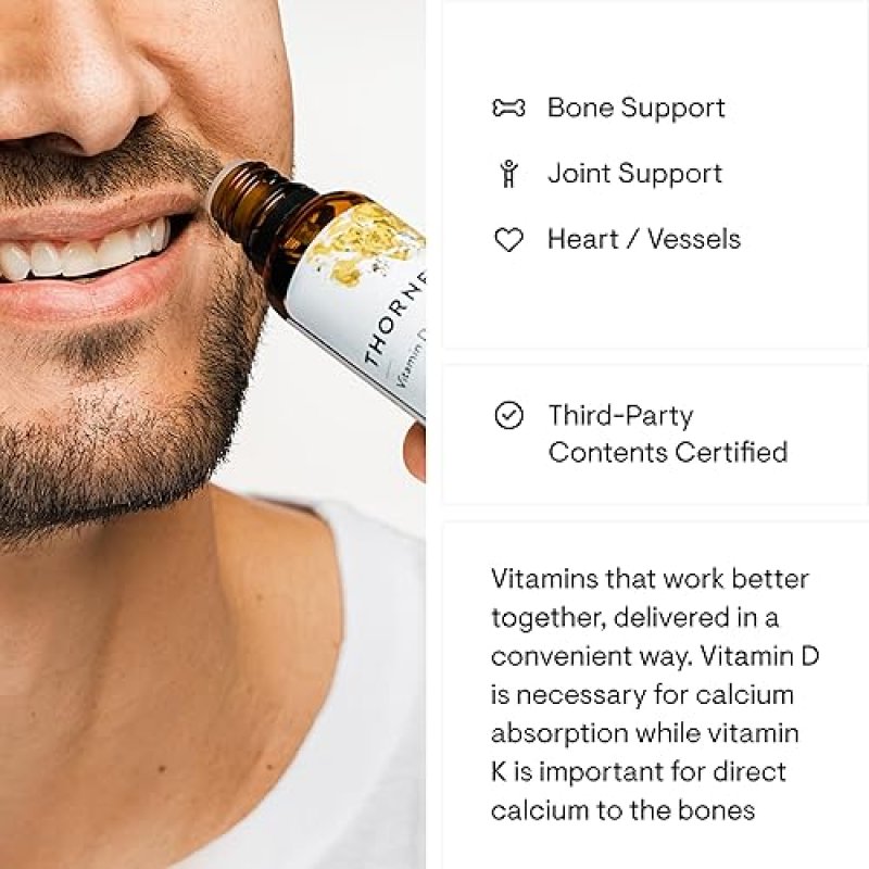 THORNE VITAMIN D3 K2 LIQUID WITH METERED DISPENSER SUPPORTS BONE MUSCLE HEALTH 1 FL OZ