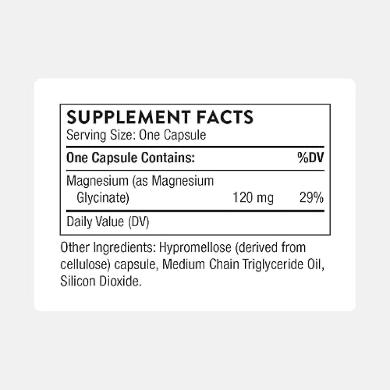 THORNE MAGNESIUM GLYCINATE CAPSULES SUPPORTS SLEEP, MUSCLE RELAXATION HEART HEALTH 90 COUNT