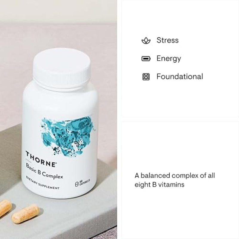 THORNE BASIC B-COMPLEX WITH CHOLINE - SUPPORTS ENERGY, BRAIN RBC HEALTH - 60 CAPSULES