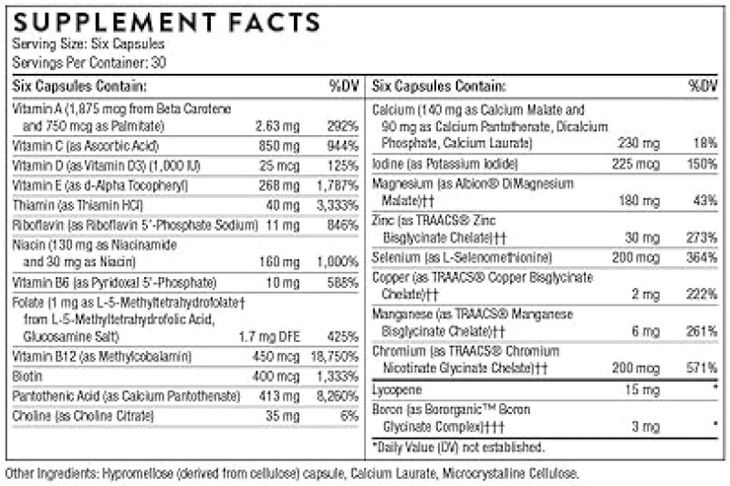 THORNE MENS MULTI 50 MULTIVITAMIN - HEART, BRAIN, IMMUNE PROSTATE SUPPORT - 180 CAPS