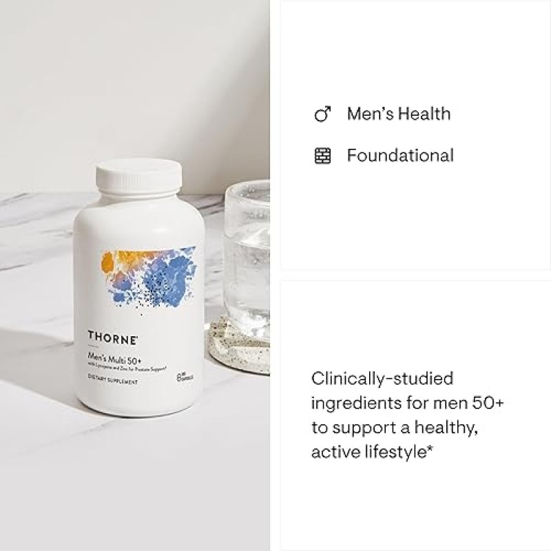THORNE MENS MULTI 50 MULTIVITAMIN - HEART, BRAIN, IMMUNE PROSTATE SUPPORT - 180 CAPS