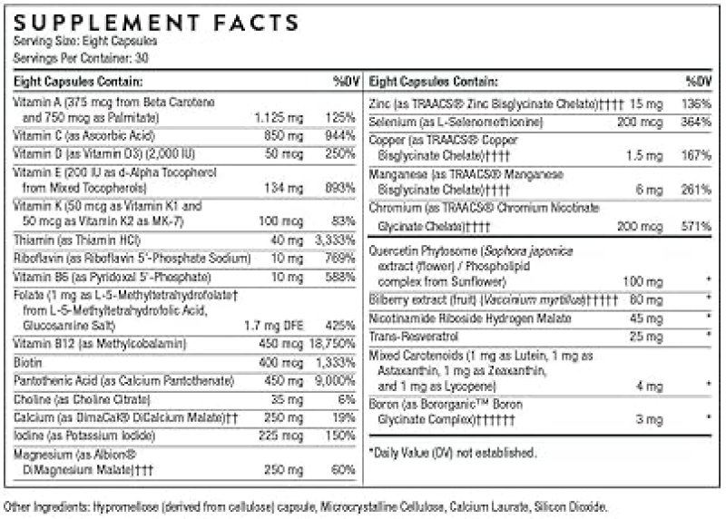 THORNE MULTIVITAMIN WITH NICOTINAMIDE RIBOSIDE - ADVANCED MINERAL SUPPLEMENT, 240 CAPS