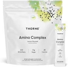 THORNE AMINO COMPLEX EAA BCAA POWDER LEAN MUSCLE ENERGY BOOST NSF SPORT, LEMON, 30 SERVINGS