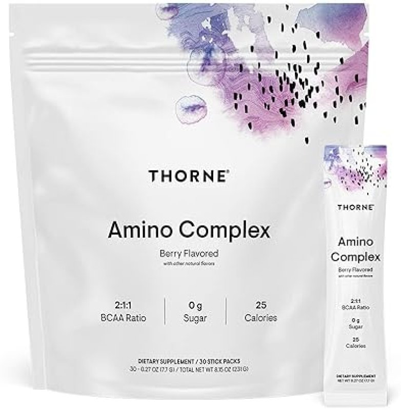 THORNE AMINO COMPLEX EAA BCAA POWDER BOOSTS MUSCLE ENERGY, NSF CERTIFIED, BERRY 30 SERVINGS