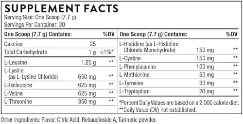 THORNE AMINO COMPLEX EAA BCAA POWDER LEMON - LEAN MUSCLE ENERGY BOOST, NSF CERTIFIED, 30 SERVINGS