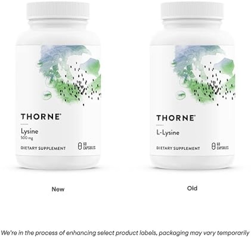 THORNE LYSINE 500MG CAPSULES ESSENTIAL AMINO ACID FOR SKIN, ENERGY IMMUNE SUPPORT, 60CT