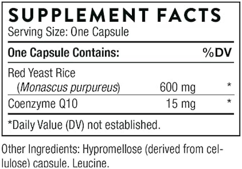 THORNE RED YEAST RICE WITH COQ10 SUPPORTS HEALTHY CHOLESTEROL HEART HEALTH 120 CAPS
