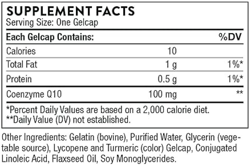 THORNE COQ10 100MG UBIQUINONE - HEART BRAIN SUPPORT, GLUTEN-FREE, 60 GELCAPS