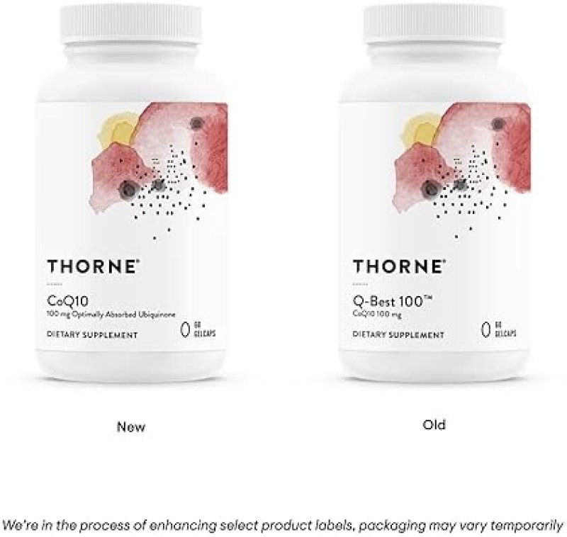 THORNE COQ10 100MG UBIQUINONE - HEART BRAIN SUPPORT, GLUTEN-FREE, 60 GELCAPS