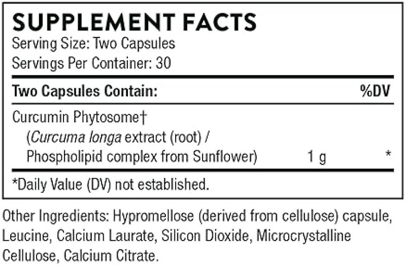 THORNE CURCUMIN PHYTOSOME 1000 MG MERIVA - HIGH ABSORPTION JOINT INFLAMMATION SUPPORT - 60 CAPS
