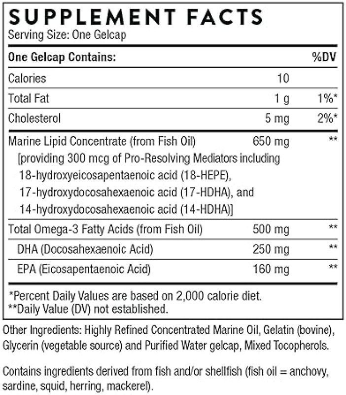 THORNE PRO-RESOLVING MEDIATORS WITH EPA DHA SUPPORTS BRAIN HEALTH BALANCED RESPONSE 60 GELCAPS