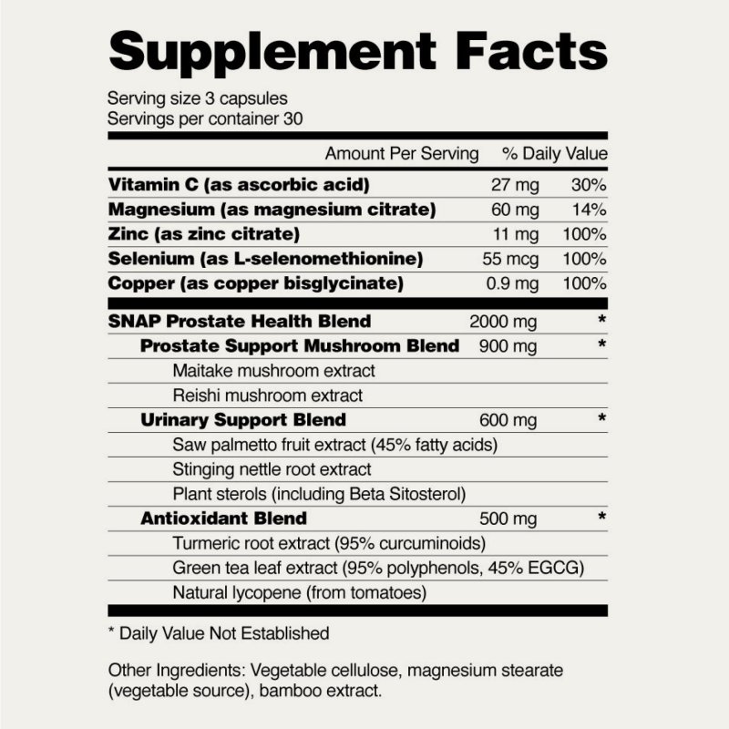 SNAP SUPPLEMENTS EXTRA STRENGTH PROSTATE BLADDER SUPPORT DIETARY SUPPLEMENT FOR MEN