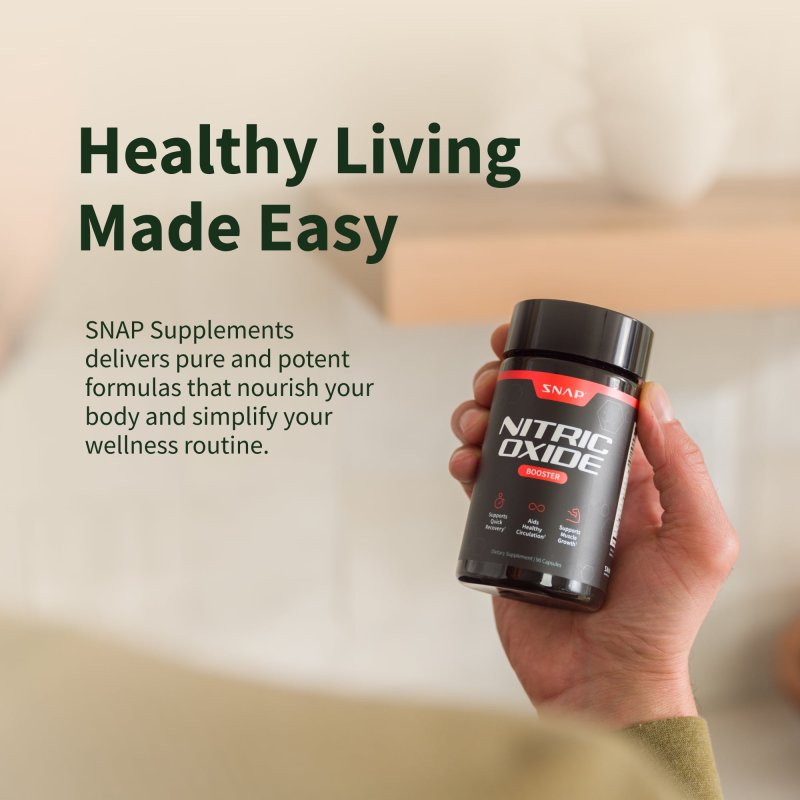 SNAP SUPPLEMENTS NITRIC OXIDE BOOSTER CAPSULES PRE WORKOUT MUSCLE BUILDER SUPPLEMENT, 60 COUNT